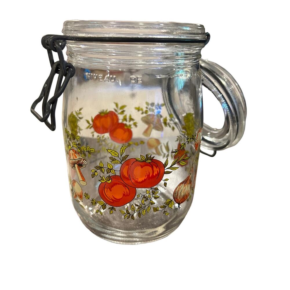 Vintage Arc France Glass Canister Set- Spice of Life Design, Set of 2, 1.5L & 1L - Picture 2 of 8